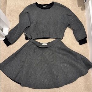 Gray Two-Piece Sweater and Skirt Set